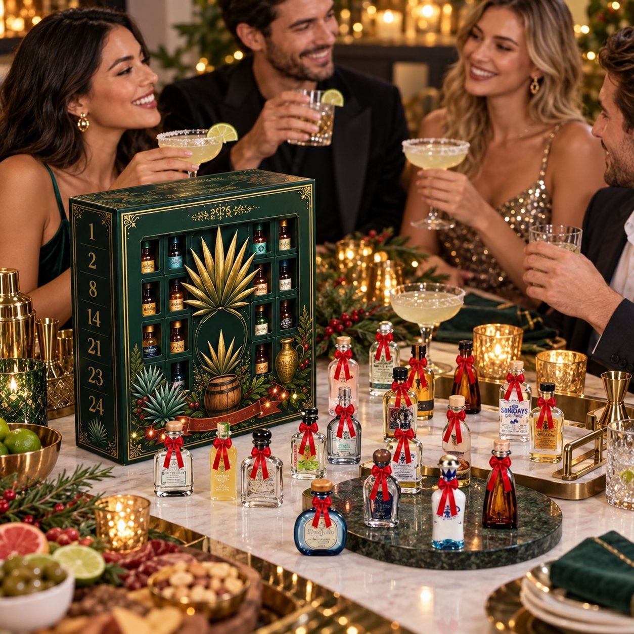 🎁✨ 24-Day Mini Tequila Bottle Advent Calendar – Holiday Countdown, Bar Decor & Collector Gift Mystery Box