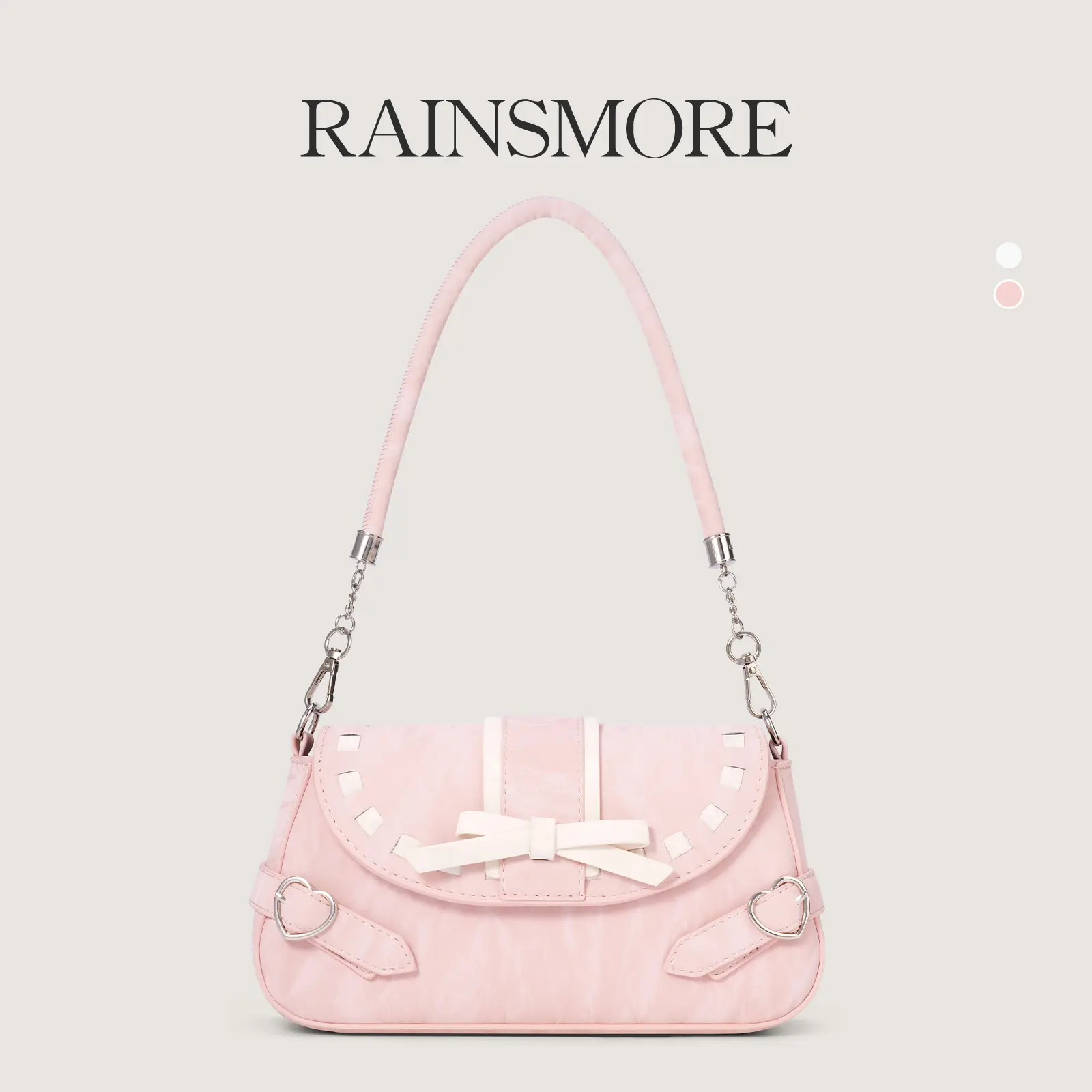 RAINSMORE - Baguette Bag with Cute Ribbon Pattern - Latest Model Women's Bag, Cute and Trendy Style, Sling Bag