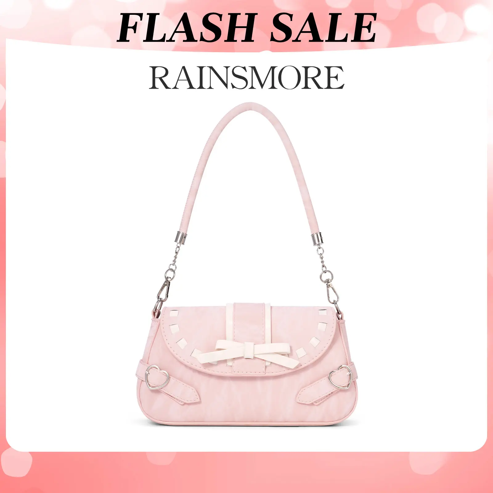 RAINSMORE - Baguette Bag with Cute Ribbon Pattern - Latest Model Women's Bag, Cute and Trendy Style, Sling Bag