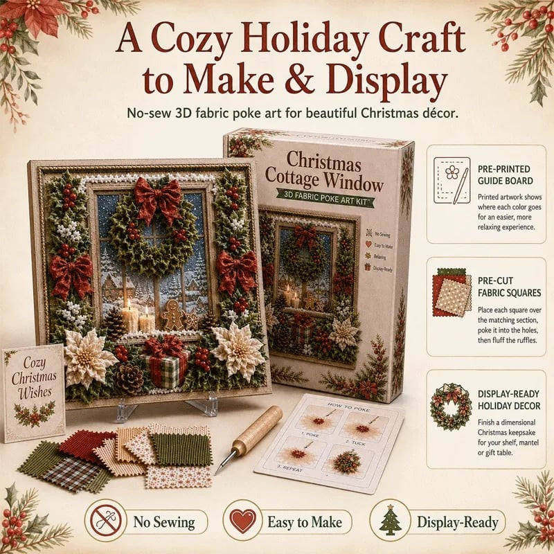 Premium 3D Christmas Fabric Poke Art Kit | No-Sew Holiday Craft