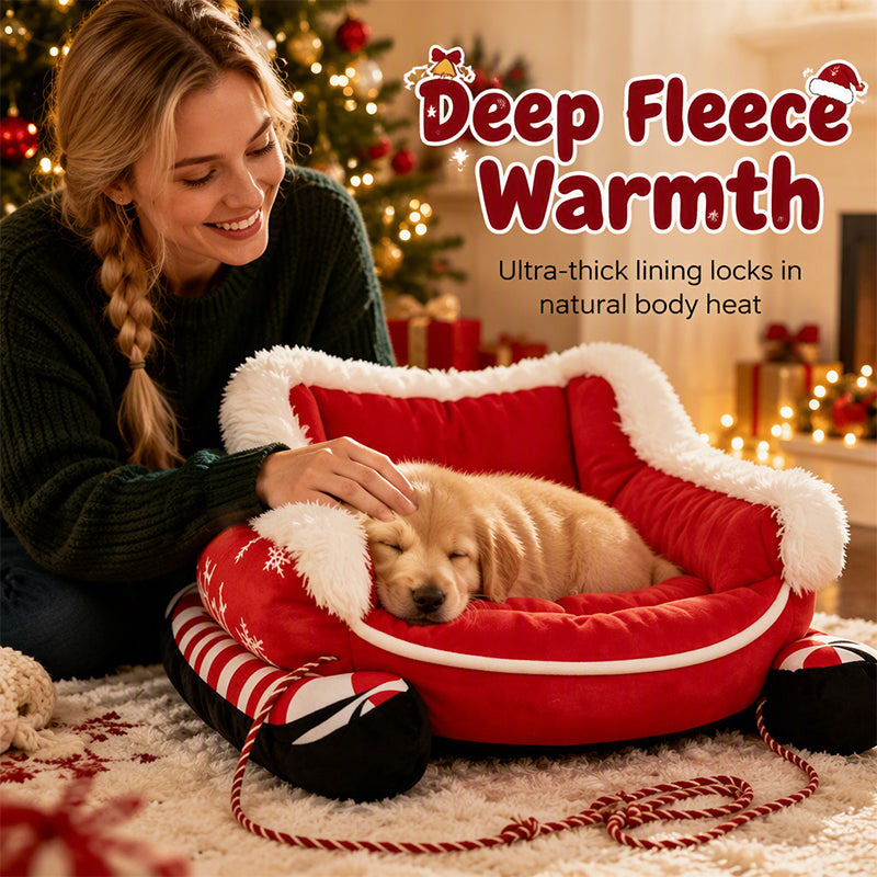 Cozy fleece-lined Christmas pet bed