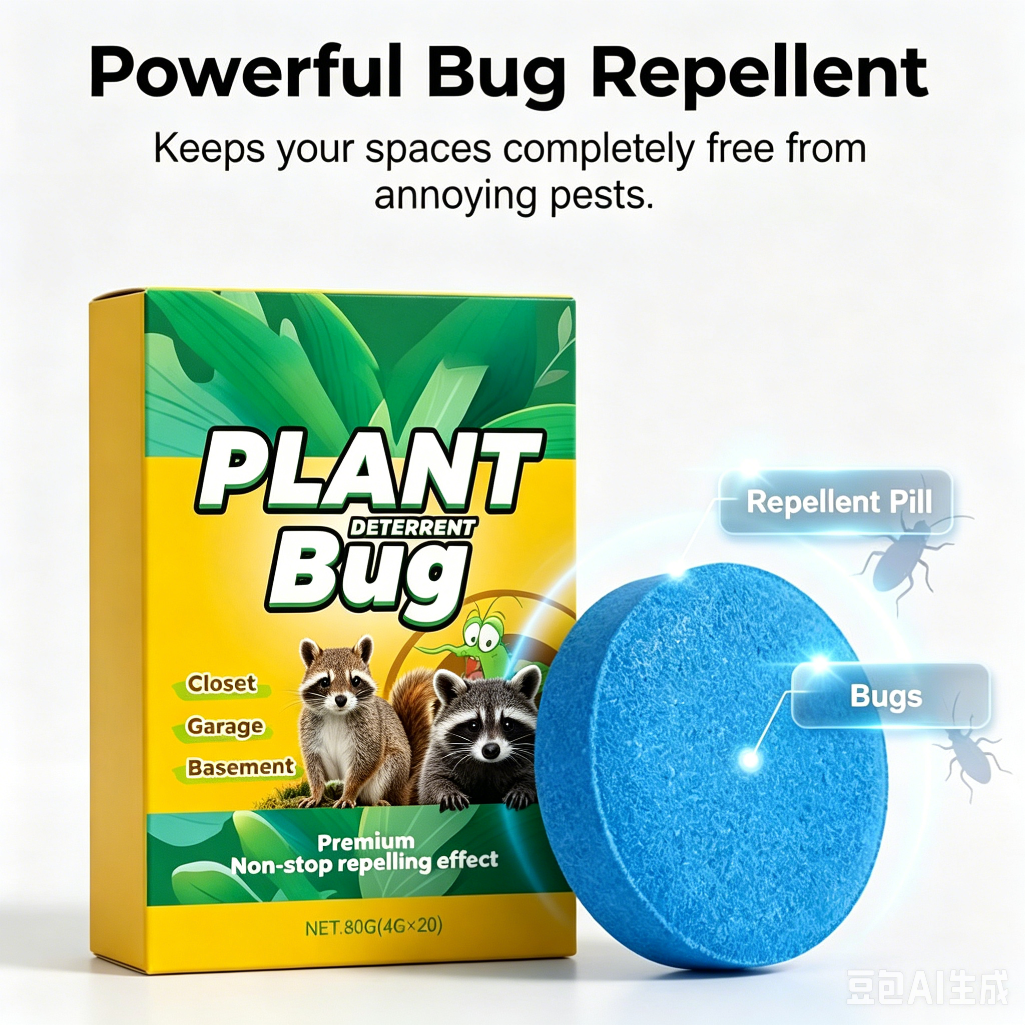 Long-Lasting All-Pest Repellent Tablets for Home | Repels Mosquitoes, Squirrels, Raccoons, Roaches & Insects | Pet-Safe & Wildlife-Friendly, No Harm to Animals