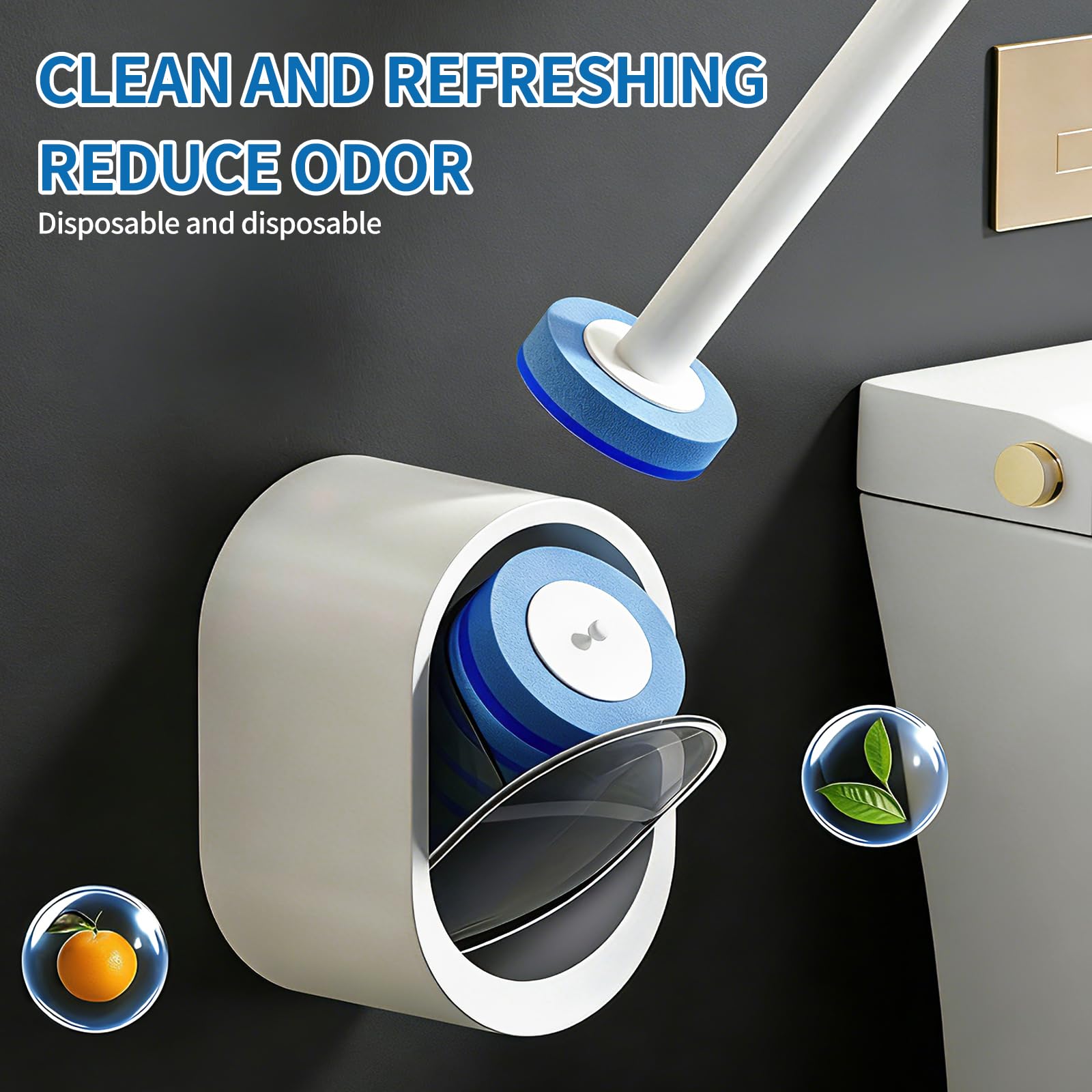 Disposable Toilet Brush System with 32 Refills
