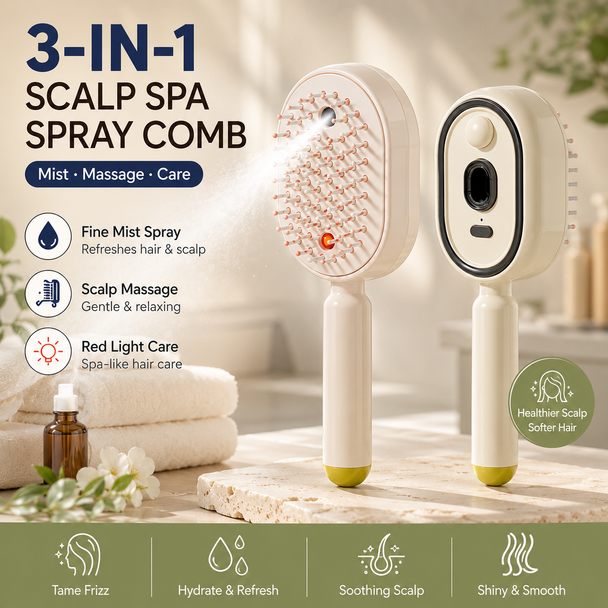 💫SAVE 50% NOW🪮✨Steam Mist Straightening Comb – Easy Salon-Like Hair