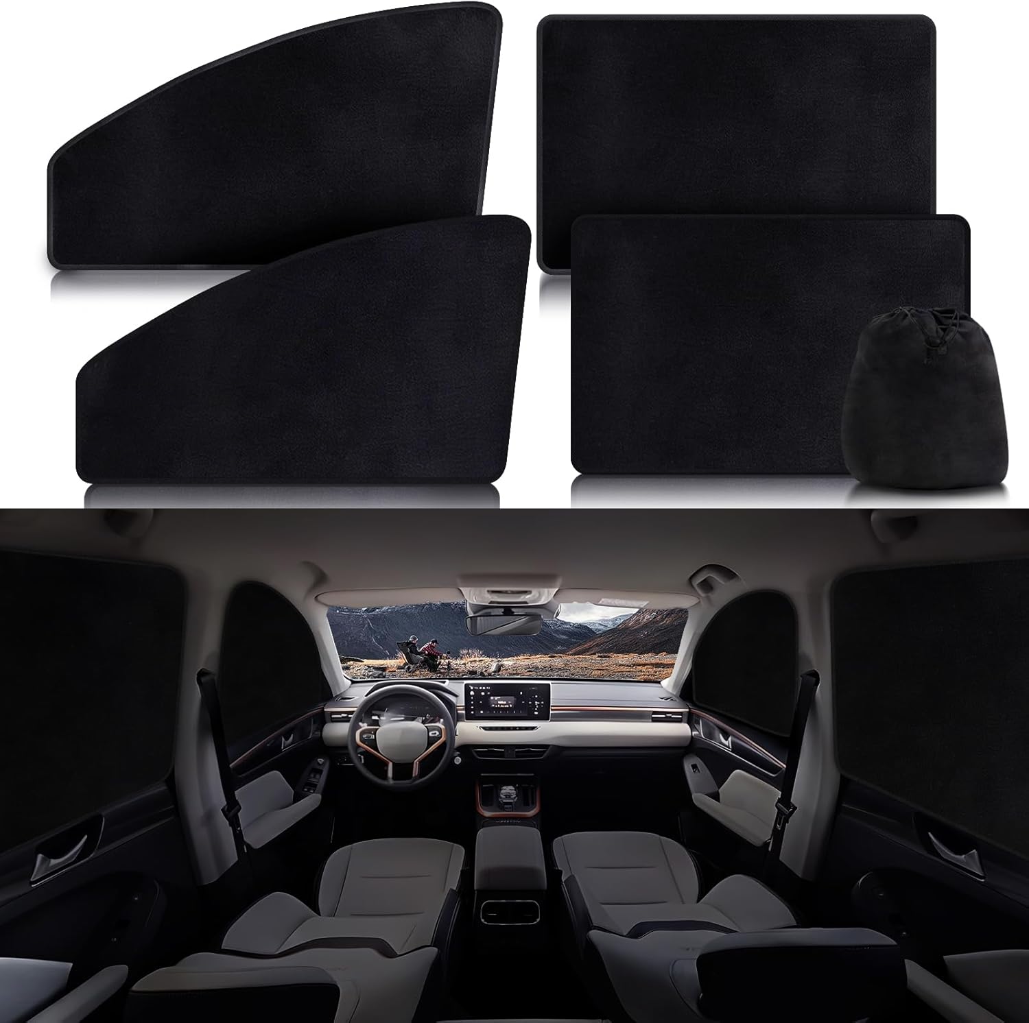 Car window sunshades - providing privacy, UV protection, and heat insulation for car windows and side windows, ideal for camping, travel, baby safety, and everyday use.
