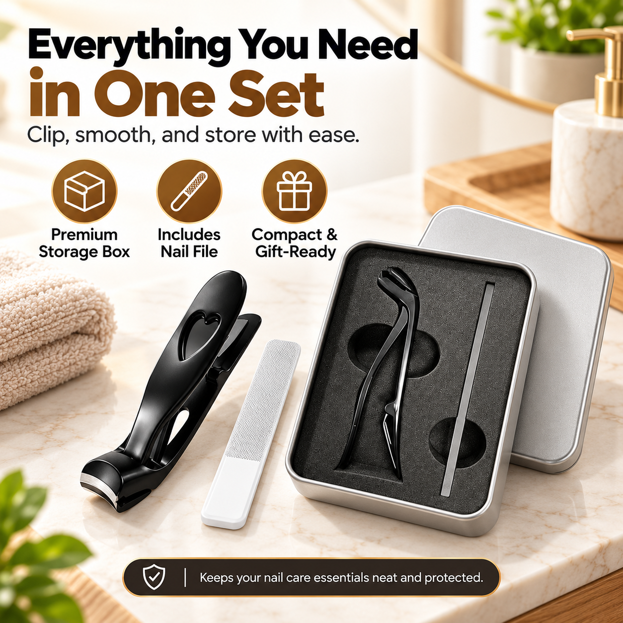WIDE-OPENING POWDERSTEEL NAIL CLIPPER EFFORTLESS TRIMMING, COMFORTABLE NAIL CARE