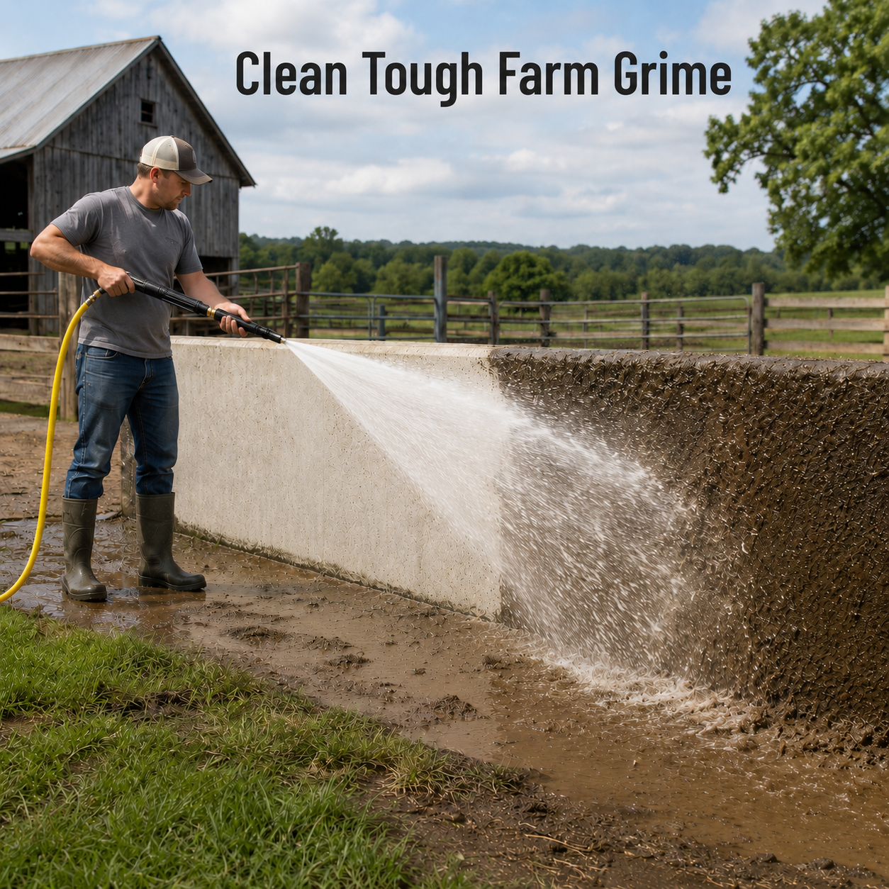 Cleaning concrete pathway