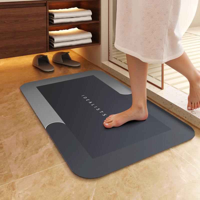 Bathroom Mat Premium Quick-Dry-Ultra-Absorbent Thin Diatomite Bath Mat-Rubber Backing Thin Non-Slip, Machine Washable, and Mildew-Resistant Rug for Shower, Kitchen, Laundry Room,and More with Geometric Design and Easy Cleaning Halloween & Christmas Gift