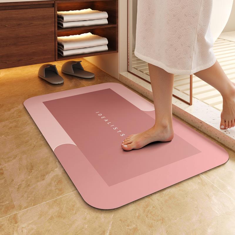 Bathroom Mat Premium Quick-Dry-Ultra-Absorbent Thin Diatomite Bath Mat-Rubber Backing Thin Non-Slip, Machine Washable, and Mildew-Resistant Rug for Shower, Kitchen, Laundry Room,and More with Geometric Design and Easy Cleaning Halloween & Christmas Gift