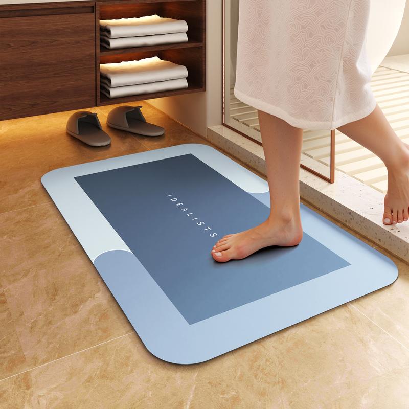 Bathroom Mat Premium Quick-Dry-Ultra-Absorbent Thin Diatomite Bath Mat-Rubber Backing Thin Non-Slip, Machine Washable, and Mildew-Resistant Rug for Shower, Kitchen, Laundry Room,and More with Geometric Design and Easy Cleaning Halloween & Christmas Gift