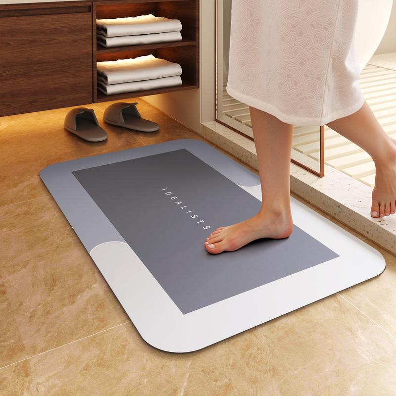 Bathroom Mat Premium Quick-Dry-Ultra-Absorbent Thin Diatomite Bath Mat-Rubber Backing Thin Non-Slip, Machine Washable, and Mildew-Resistant Rug for Shower, Kitchen, Laundry Room,and More with Geometric Design and Easy Cleaning Halloween & Christmas Gift