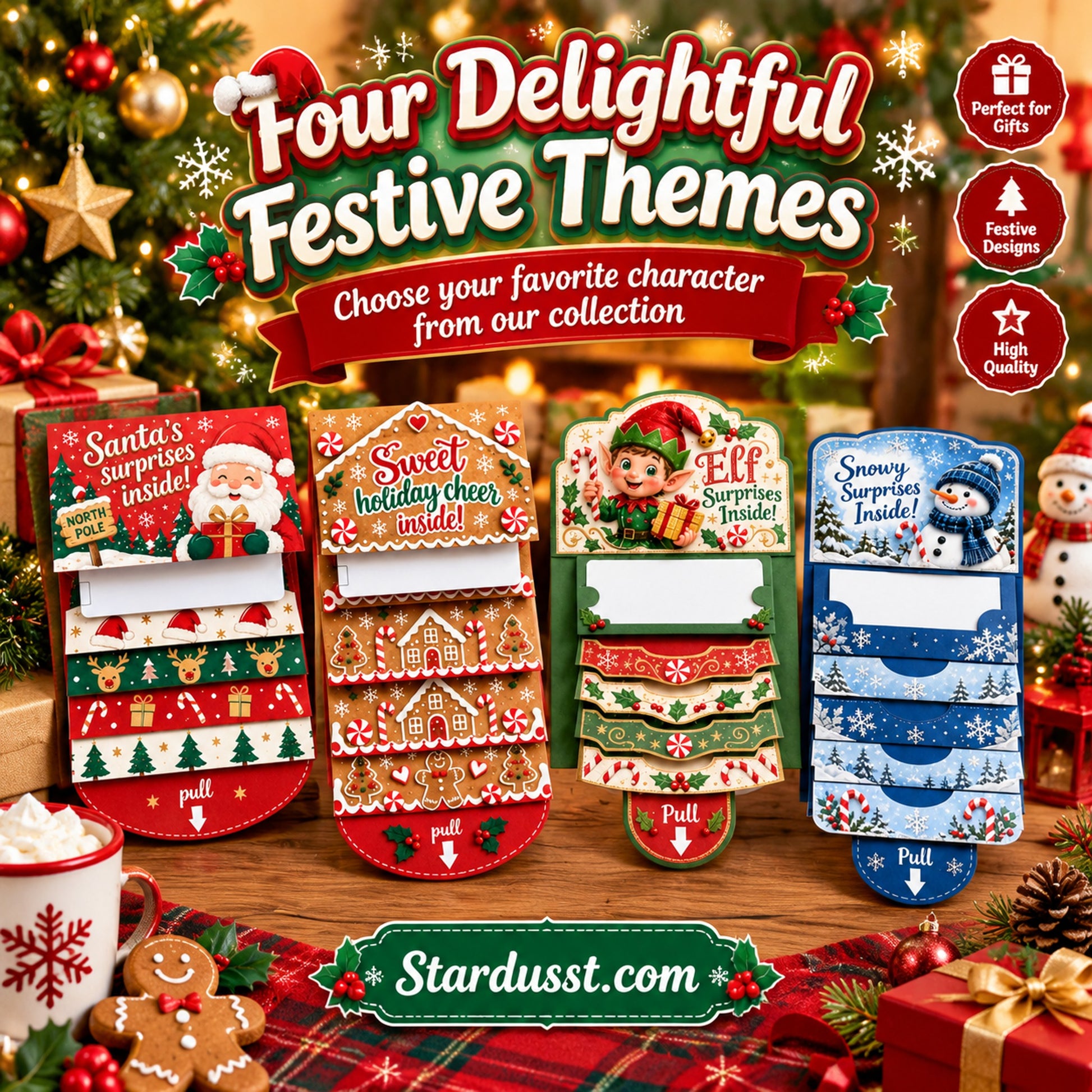 💝70% OFF!!!-Ready for Christmas!🎄🎁Christmas Pull-Tab 3D Greeting Card – Interactive Sliding Design