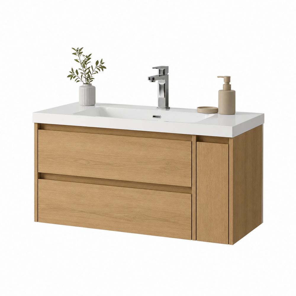 Szafka pod umywalkę drewniana z blatem ceramicznym 80x50x40 cm