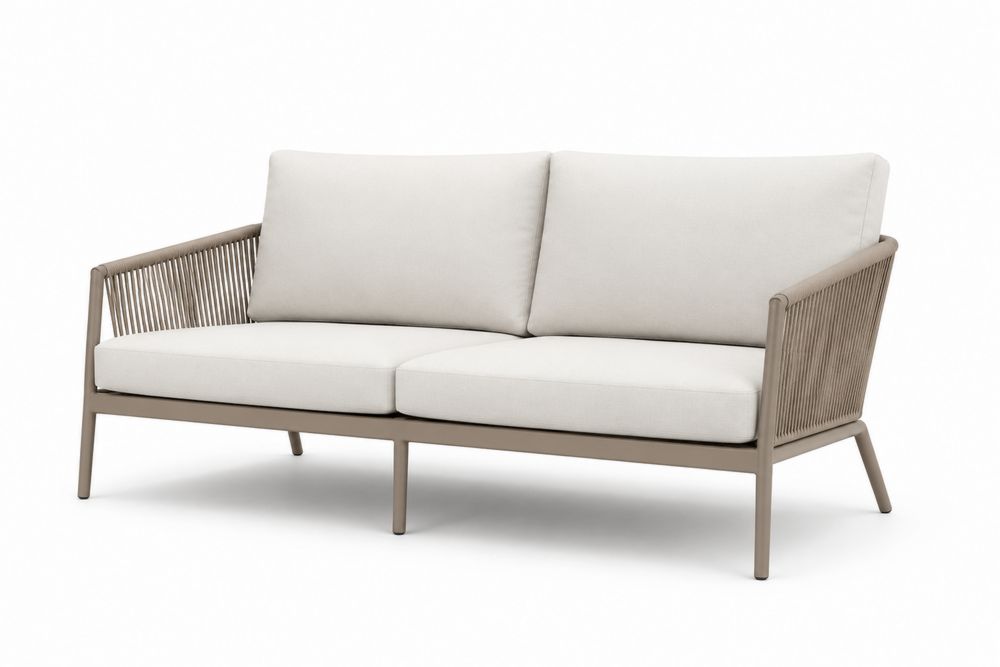 Dwuosobowa sofa ogrodowa z aluminiową ramą i poliestrowymi poduszkami, Beżowa