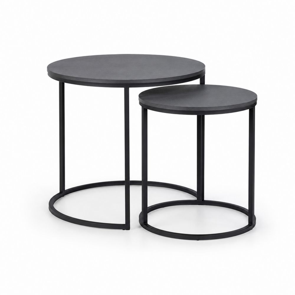 Zestaw stolików czarnych drewniano-metalowych 50cm i 40cm