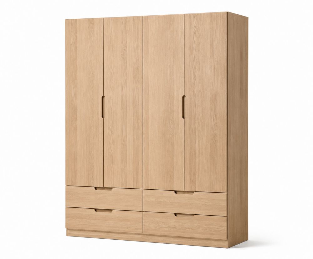 Szafa 4-drzwiowa z szufladami MDF fornirowana dąb 200x60x220 cm