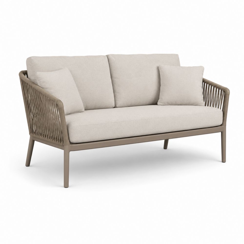 Sofa ogrodowa dwuosobowa z aluminium z poliestrowymi poduszkami