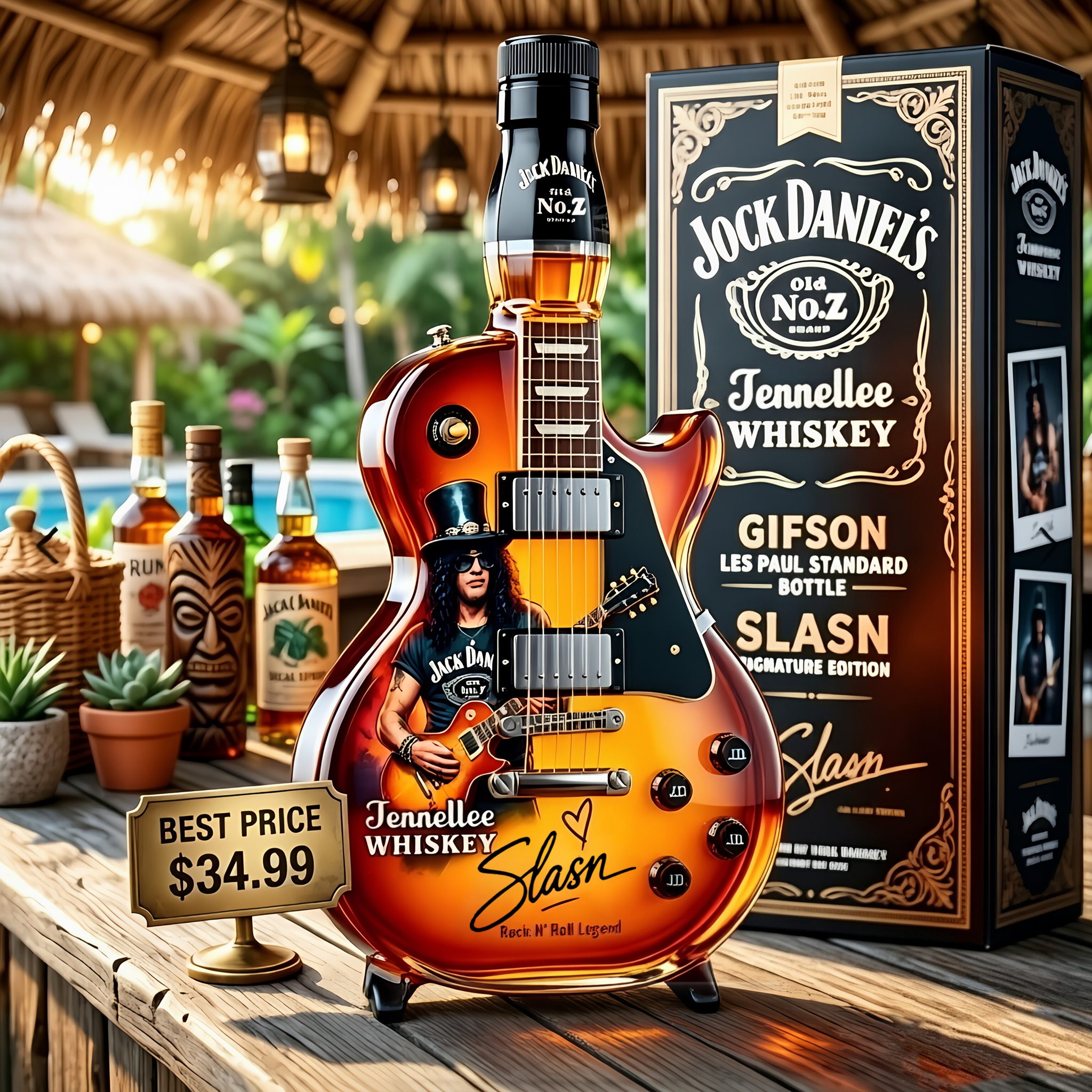 Appetite for Rock: Vintage Sunburst Guitar Figurine Spirit Bottle