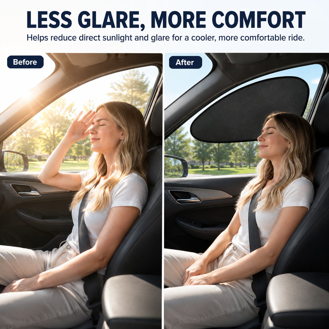 2/4er-Pack Auto-Fenster-Sonnenschutzfolien – statisch haftender UV-Blocker und Blendschutz, faltbares Autozubehör für Limousinen und SUVs