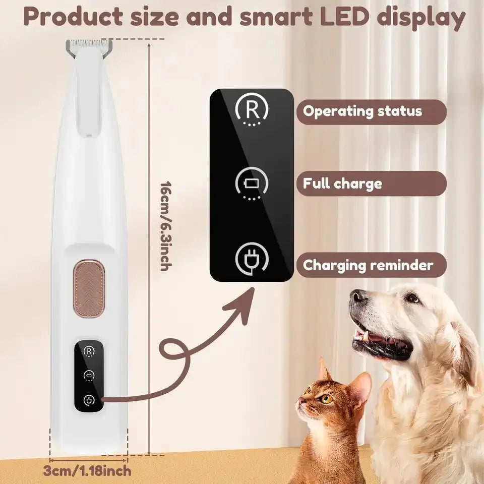 ✂️🐾 Präziser Tierhaarschneider – Sichere Fellpflege für Pfoten, Augenpartie und Schwanz mit LED-Licht
