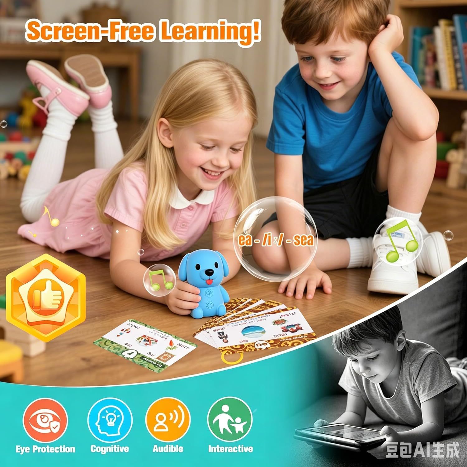 🐶Kids English Phonics Learning Machine – Interactive Flash Cards Reader for Early Learning, Spelling & Vocabulary Development