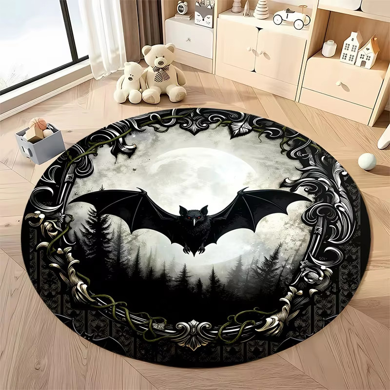 🎃Halloween Round Area Rug – Non-Slip Washable Carpet for Living Room, Bedroom, Sofa, and Home Decor