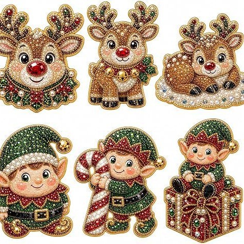 🎄DIY Diamond Painting Christmas Magnets – Sparkling Handmade Refrigerator Magnets for Holiday Decor, Crafts & Gifts