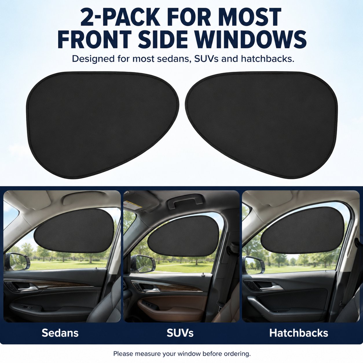 2/4er-Pack Auto-Fenster-Sonnenschutzfolien – statisch haftender UV-Blocker und Blendschutz, faltbares Autozubehör für Limousinen und SUVs