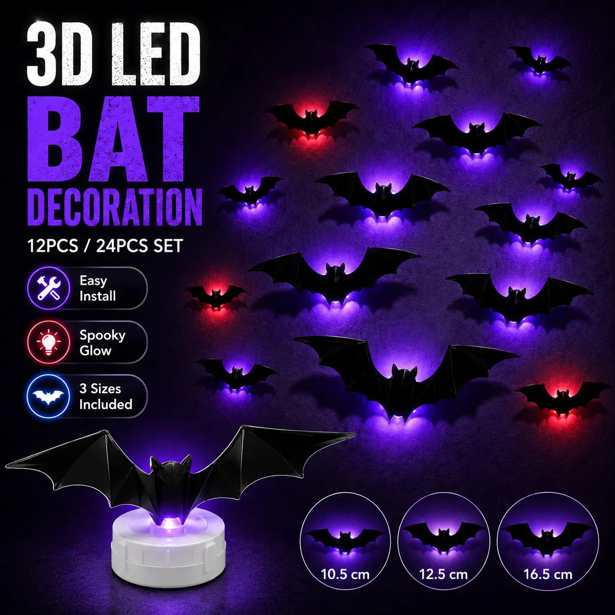 2026 Hot12/24PCS Light-Up Halloween Decor for Walls, Windows & Parties