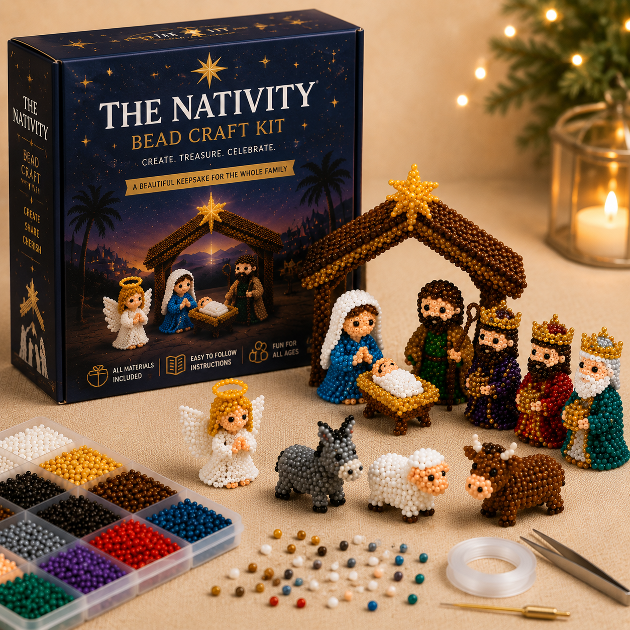 The Nativity Bead Craft Kit ✝️✨ – Create a Mini Beaded Nativity Scene for Meaningful Christmas Décor & Family Craft Time