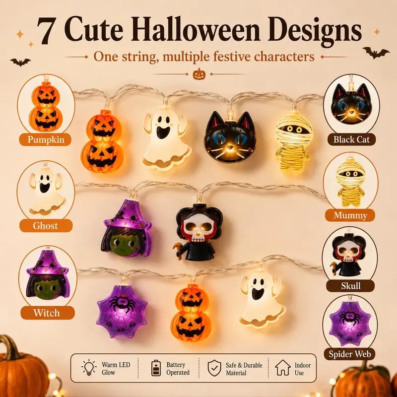 USB-Powered Pumpkin LED String Lights – Cozy Halloween & Fall Decor! 🍂✨ view 3