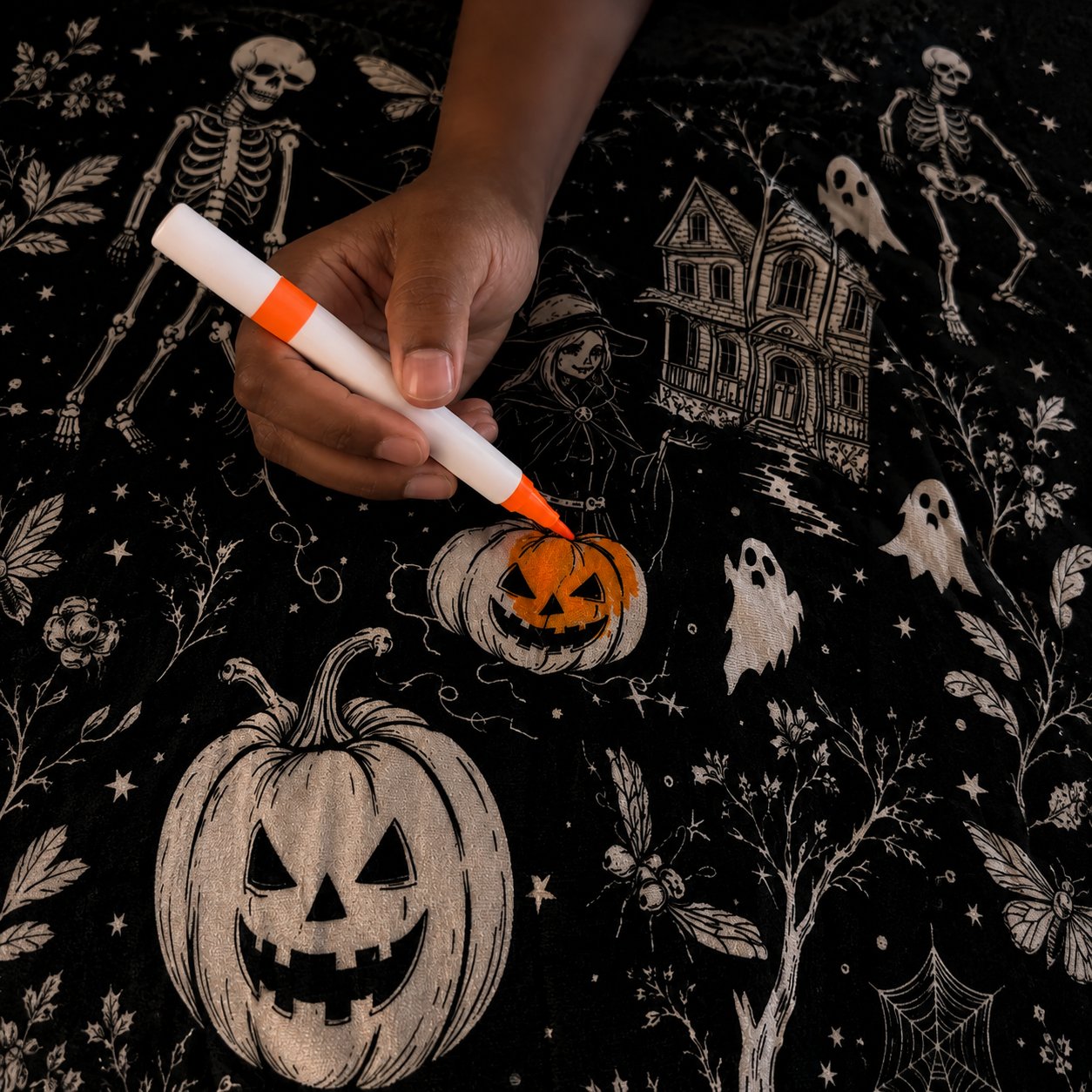 Trick Or Trace Halloween Coloring Blanket🎨 view 5