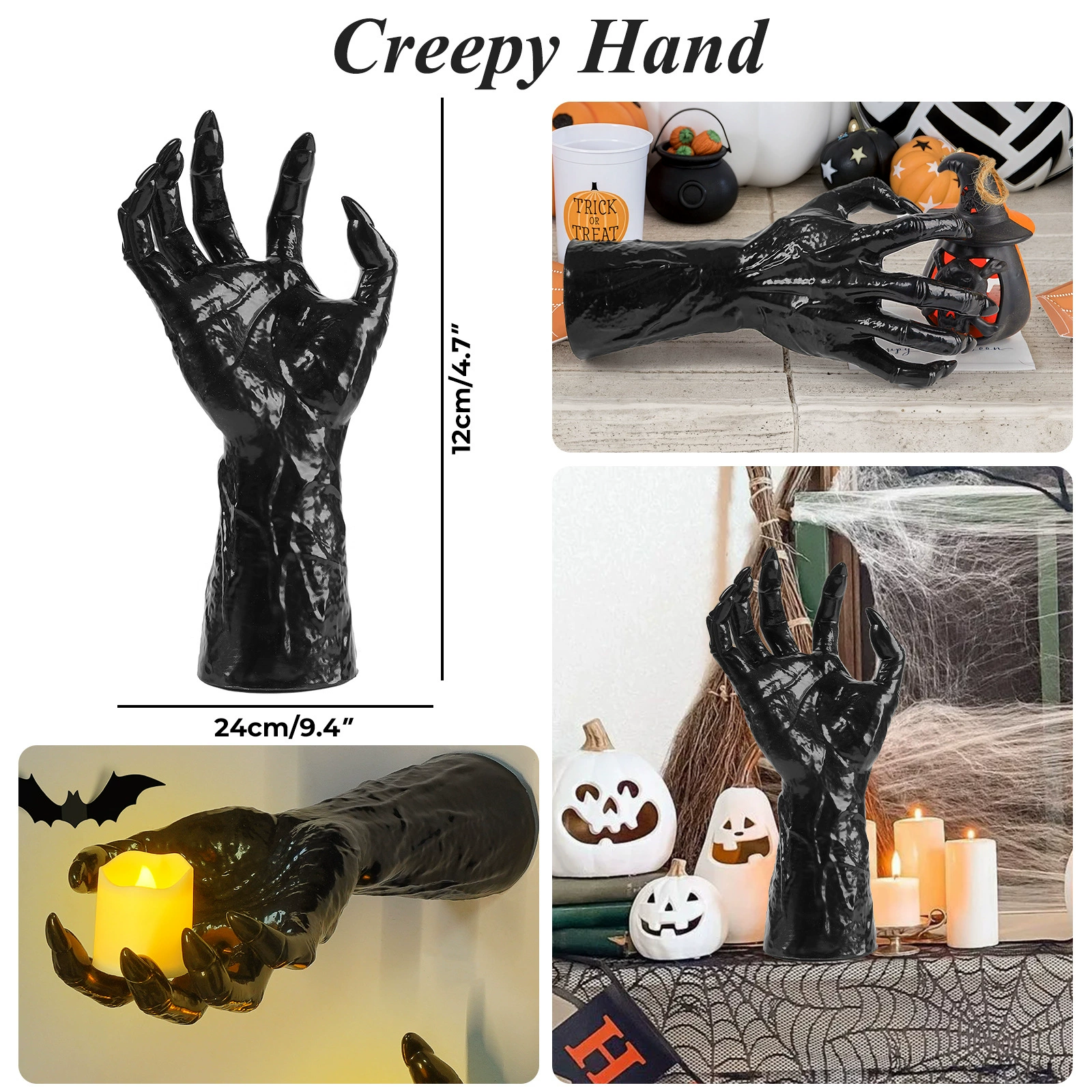 Creepy Hands & Candles Wall Mount Set – Indoor & Outdoor Halloween Decor 🎃🖐️ view 4