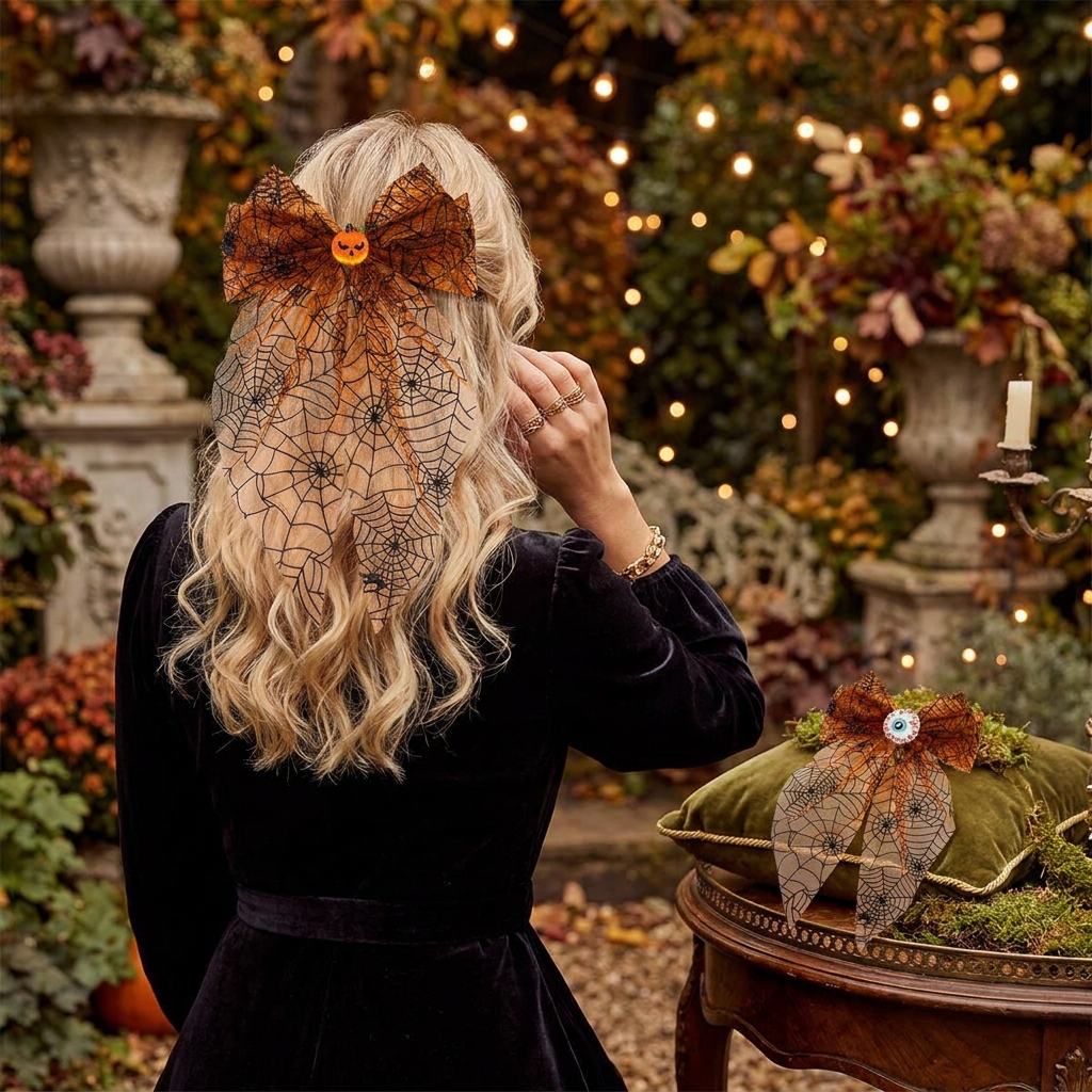 The Spooky-Chic Hair Accessory Everyone Will Notice -Your Halloween Hair Needs This Spiderweb Bow 🎀