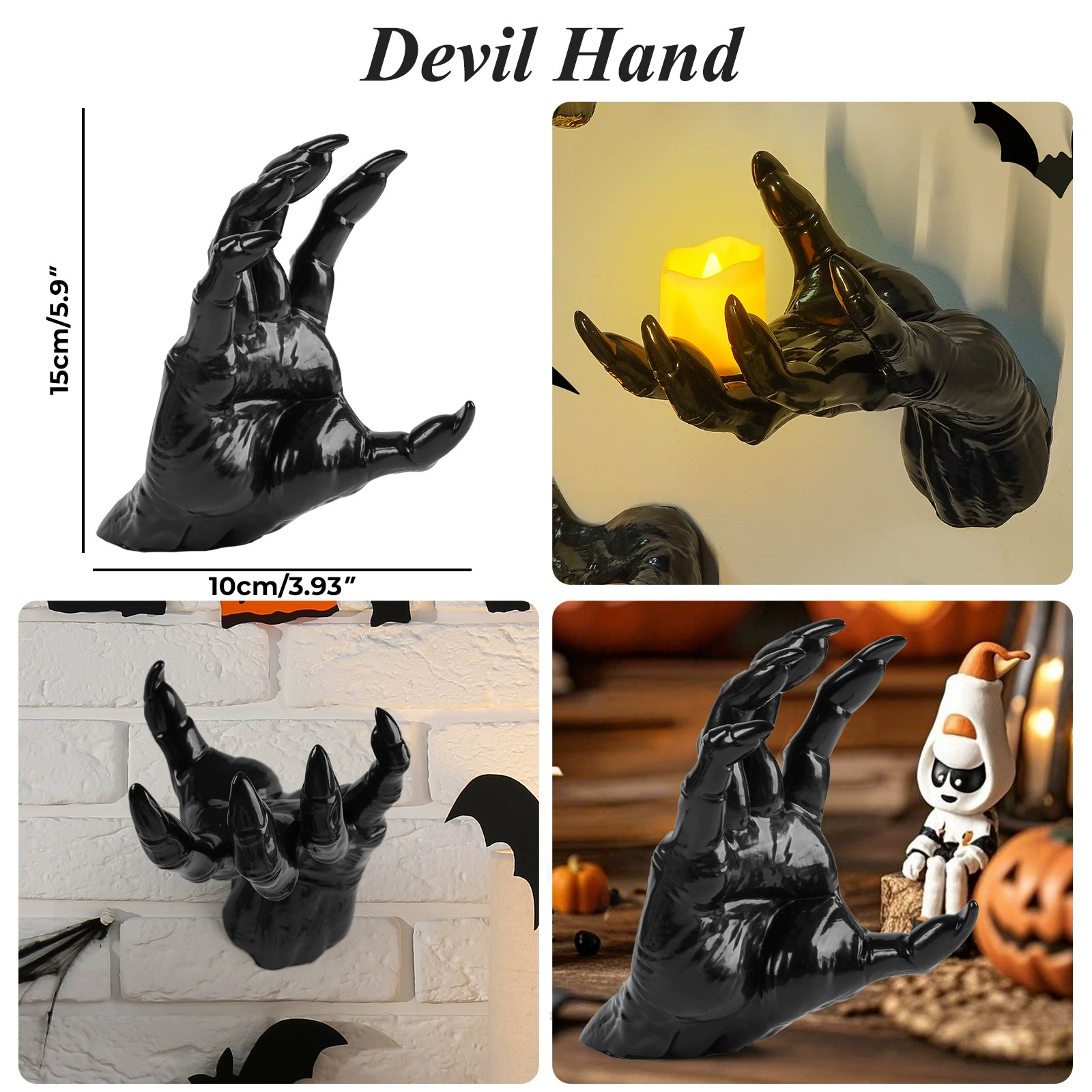 Creepy Hands & Candles Wall Mount Set – Indoor & Outdoor Halloween Decor 🎃🖐️ view 3