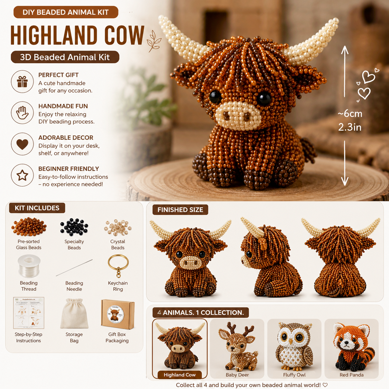 Tiny 3D Beaded Animal DIY Kit 🐾✨ – Beginner‑Friendly Mini Bead Art Set for Cute Desk Décor & Handmade Gifts