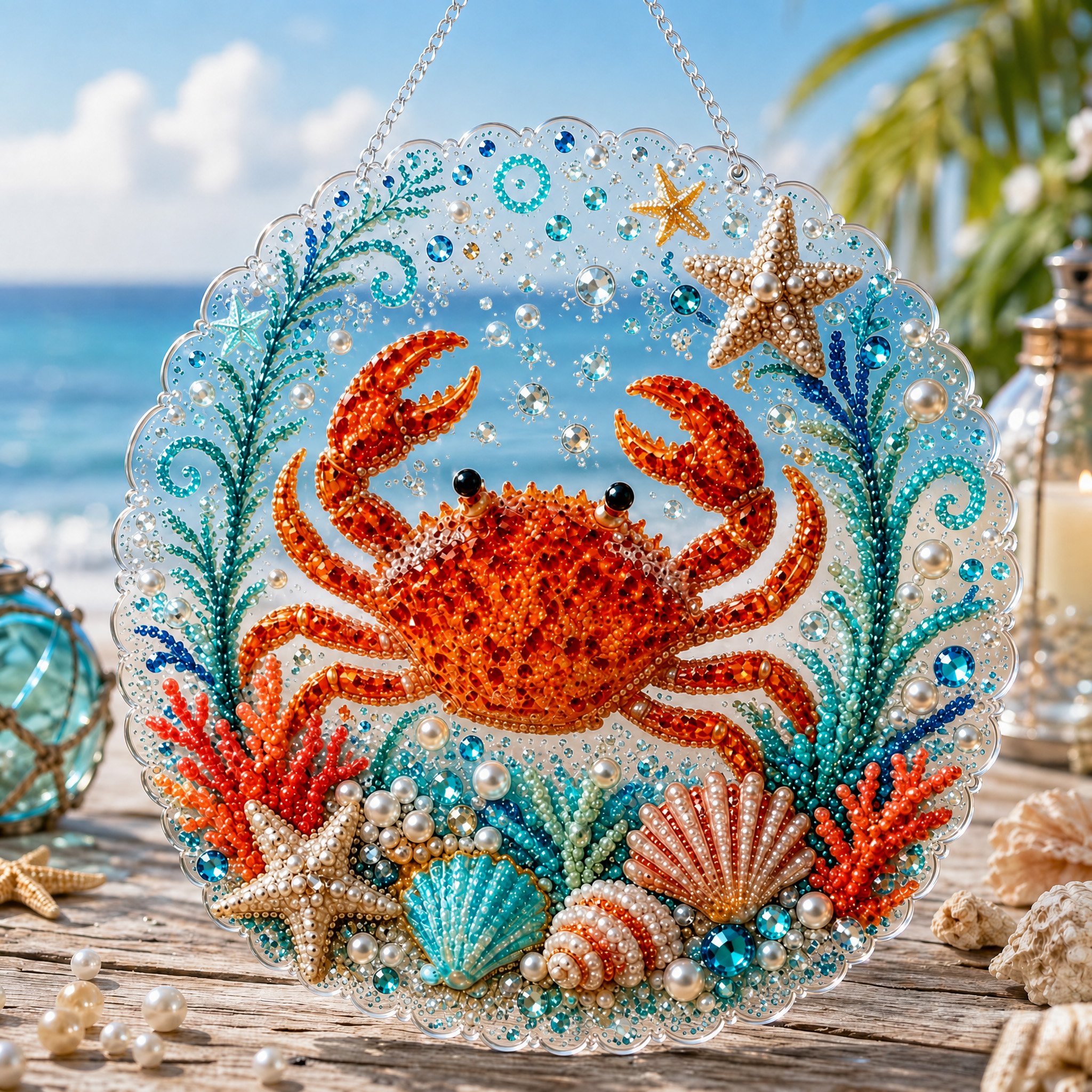 Ocean Pearl Art DIY Hanging Kit 🌊✨ – Calming Beaded Suncatcher Craft for Beach‑Lover Home Décor