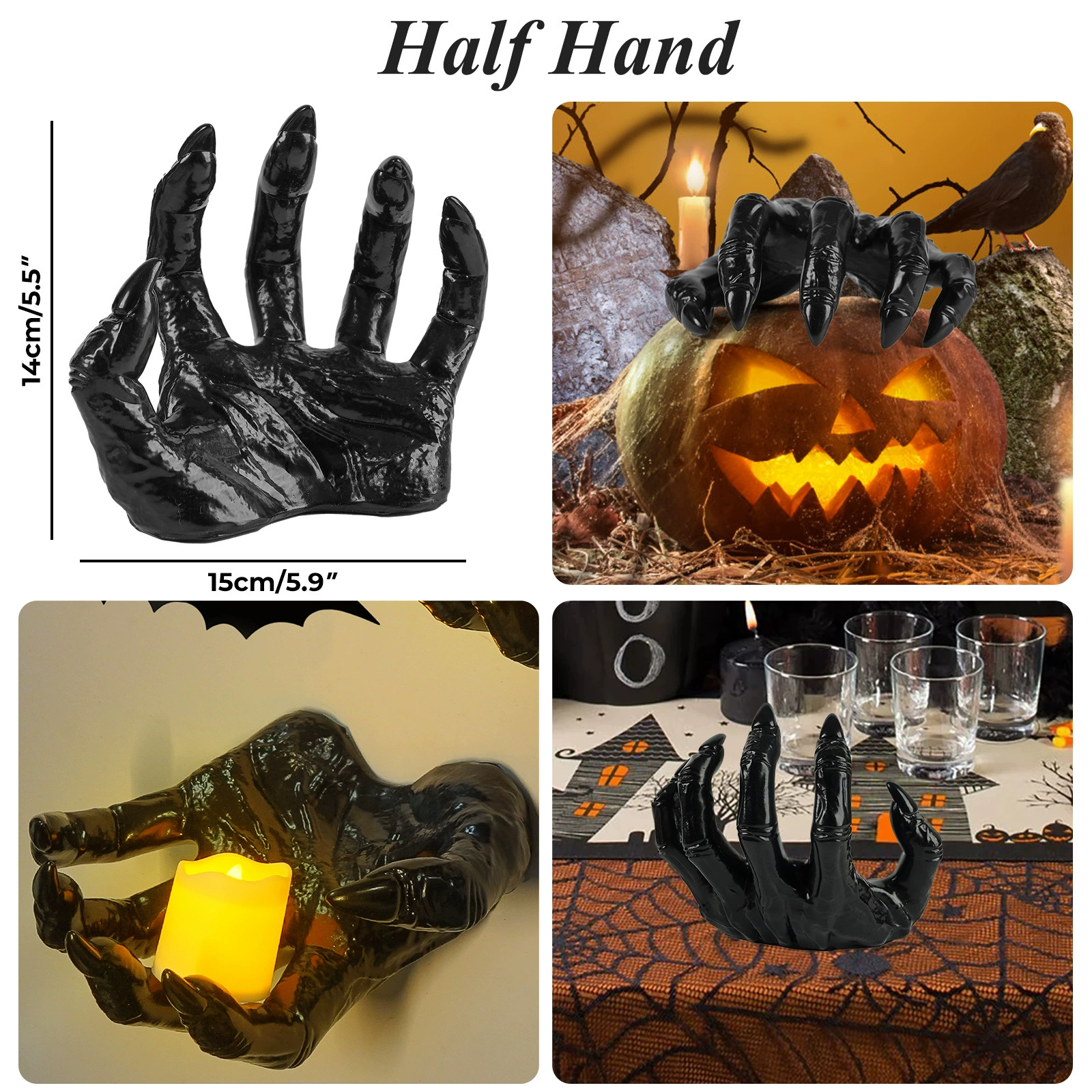 Creepy Hands & Candles Wall Mount Set – Indoor & Outdoor Halloween Decor 🎃🖐️ view 5