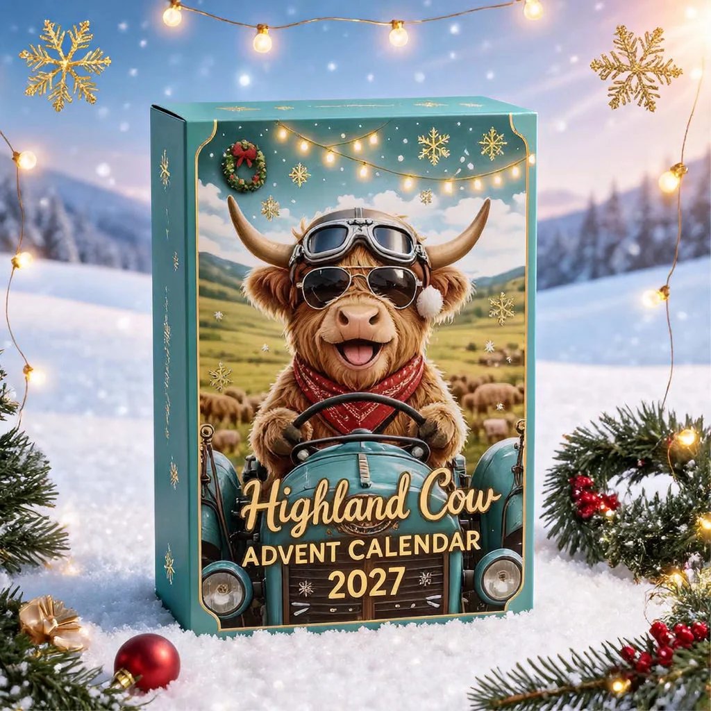 Highland Cow Advent Calendar 2027 | Cute Highland Cow Mini Figurines Advent Box