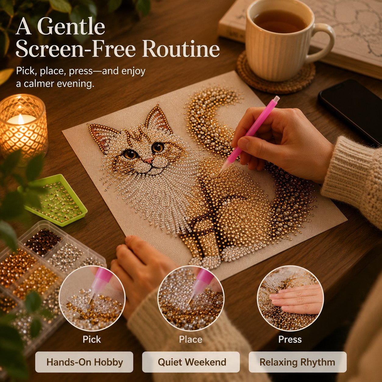 🧘Relaxing & Beginner-Friendly-Sparkling Crystal Diamond Art Kit For DIY Wall Decor