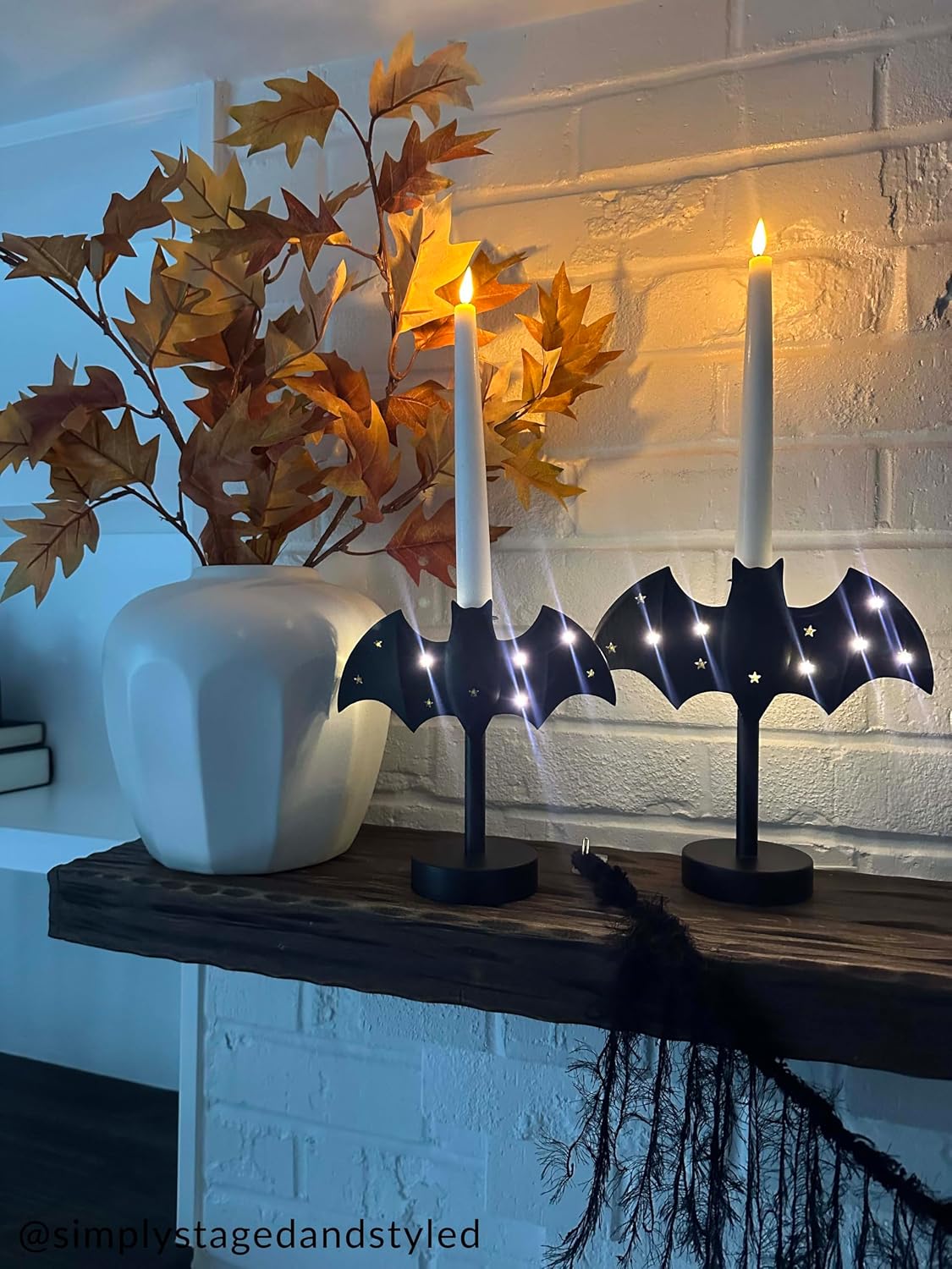 Twinkle Bat LED Candlestick — Gothic Halloween Ambience Light detail 2