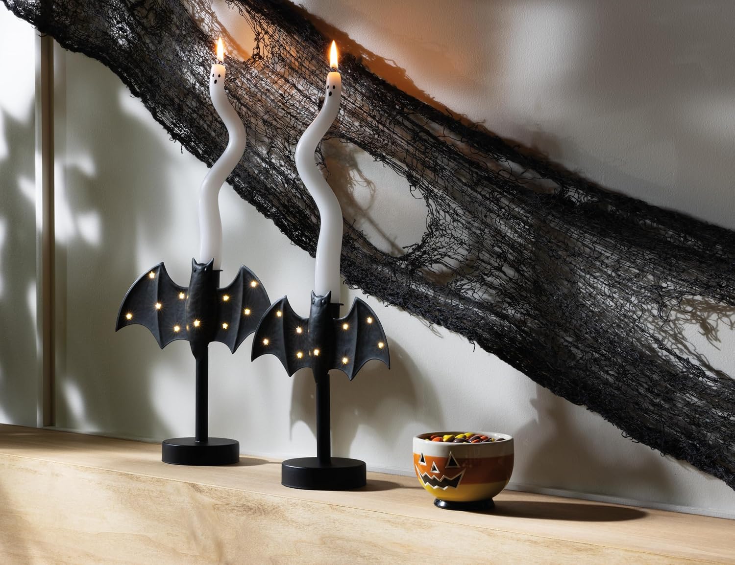 Twinkle Bat LED Candlestick — Gothic Halloween Ambience Light view 4