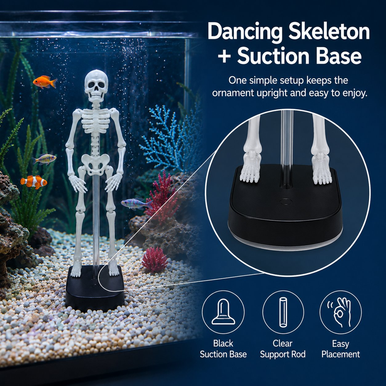 White Underwater Dancing Skeleton Bath Toy ☠️🚿 – Spooky‑Fun Decoration with Suction Base