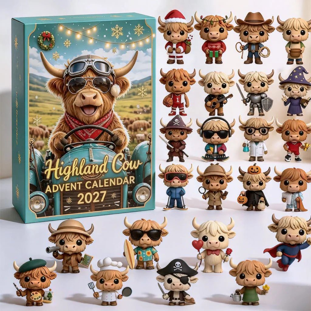 Highland Cow Advent Calendar 2027 | Cute Highland Cow Mini Figurines Advent Box view 3