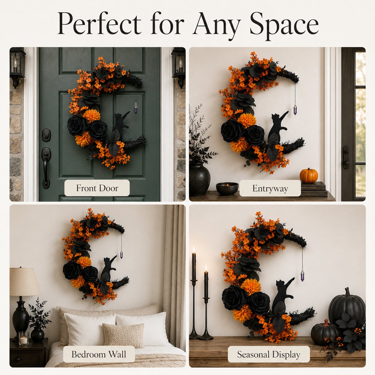 Handmade Halloween Cat Wreath( view 4