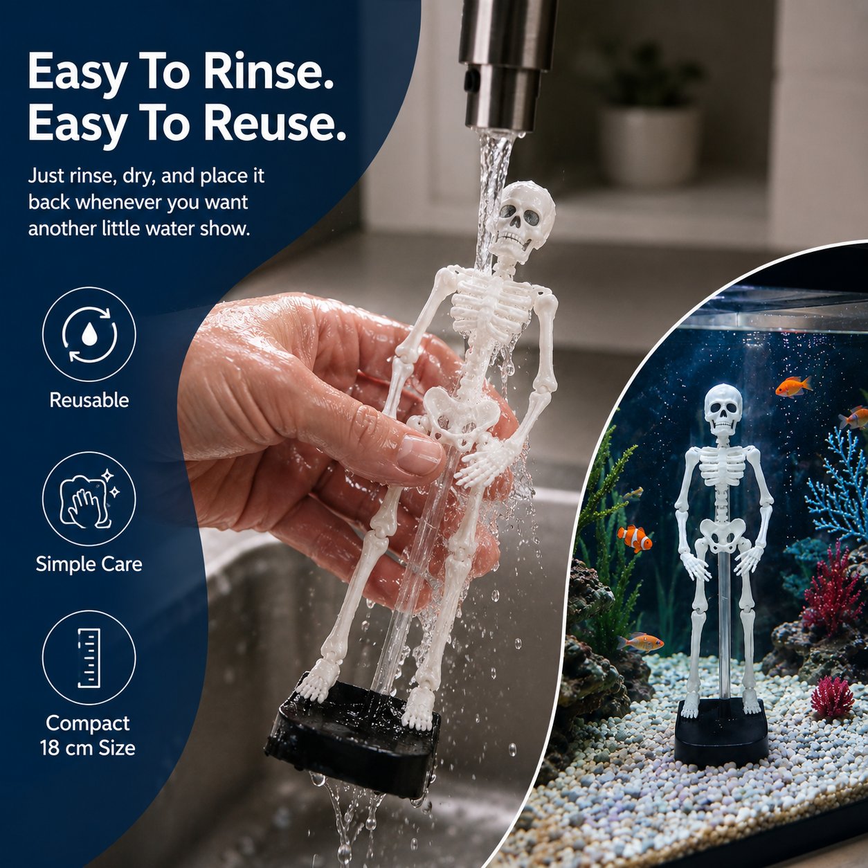 White Underwater Dancing Skeleton Bath Toy ☠️🚿 – Spooky‑Fun Decoration with Suction Base