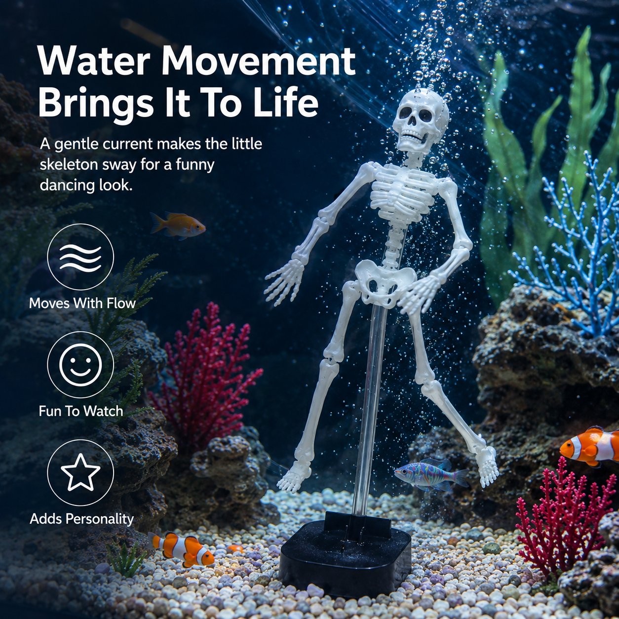 White Underwater Dancing Skeleton Bath Toy ☠️🚿 – Spooky‑Fun Decoration with Suction Base