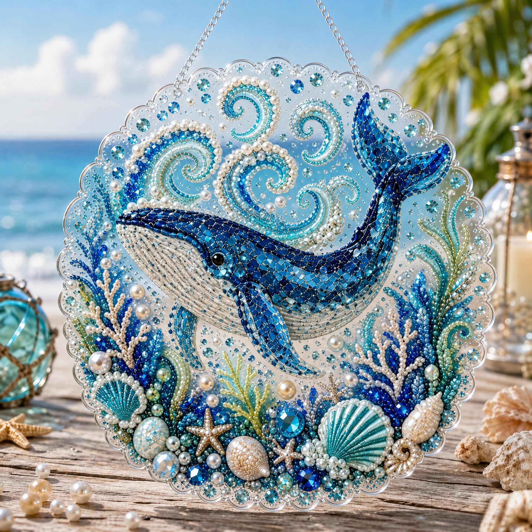 Ocean Pearl Art DIY Hanging Kit 🌊✨ – Calming Beaded Suncatcher Craft for Beach‑Lover Home Décor