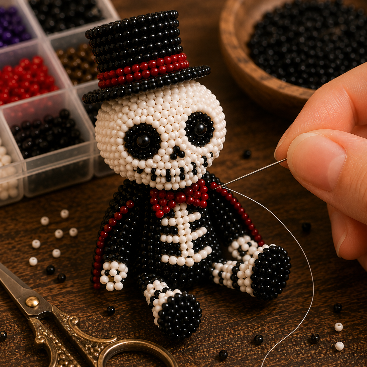 3D Beaded Skeleton DIY Kit 💀✨ – Spooky‑Cute Halloween Bead Craft Set for Adorable Gothic Ornaments
