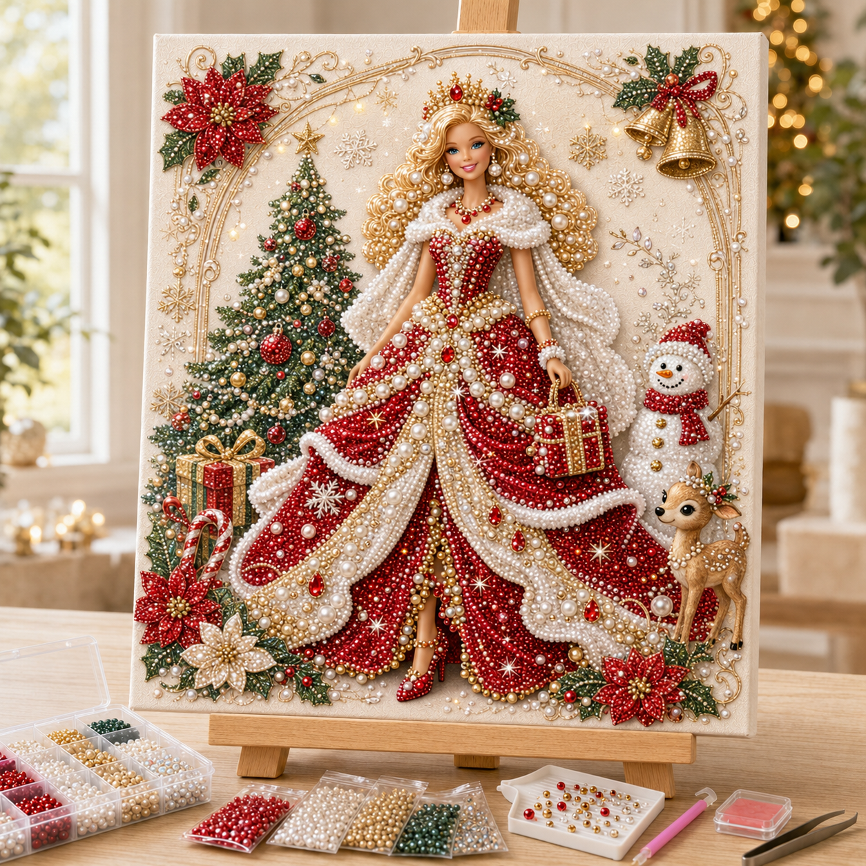 Fashion Doll Pearl Art DIY Kit 👗💎 – Relaxing Beaded Portrait Craft for Stylish Wall Art